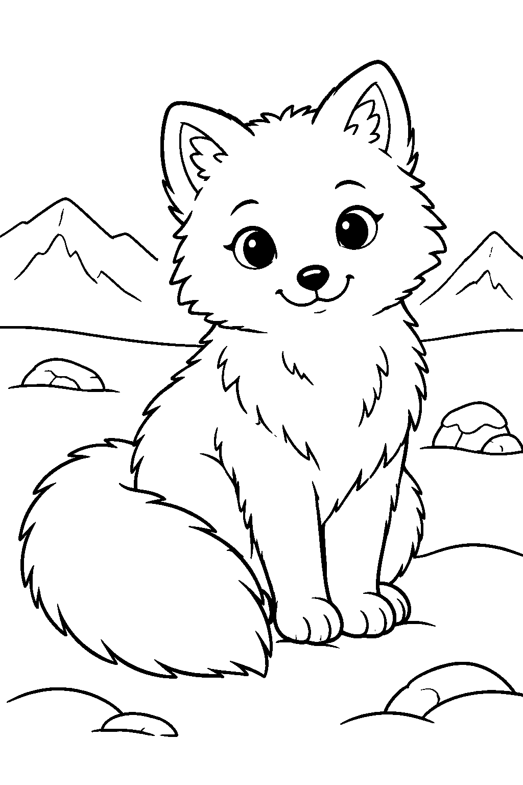 Arctic Fox coloring page for kids