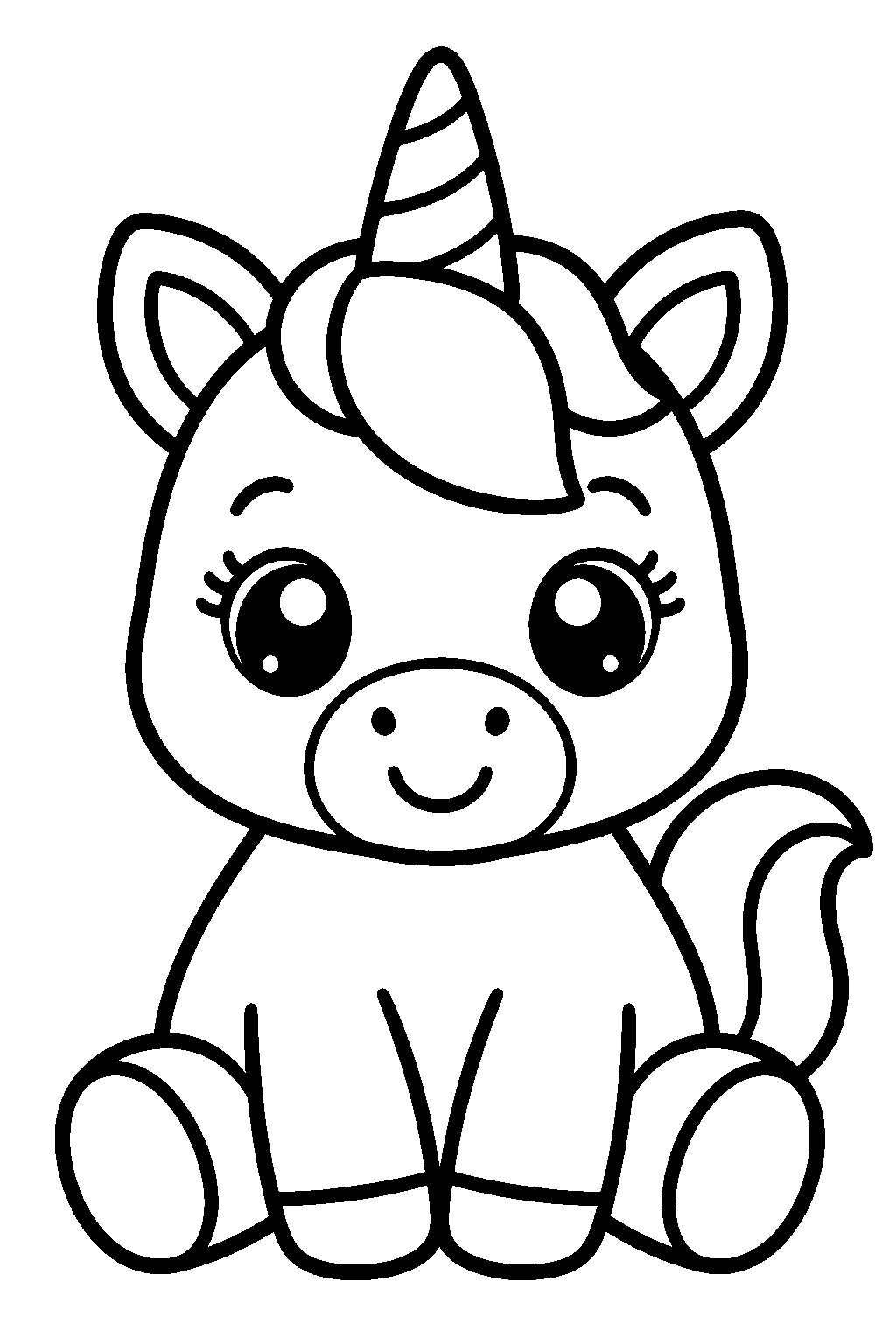 Chubby Baby Unicorn coloring page for kids