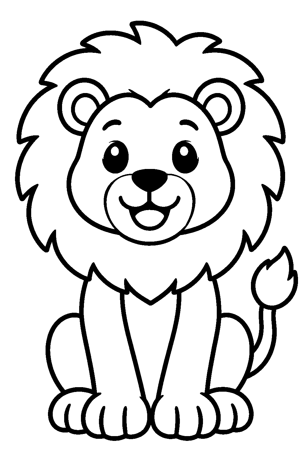 Friendly Lion coloring page for kids