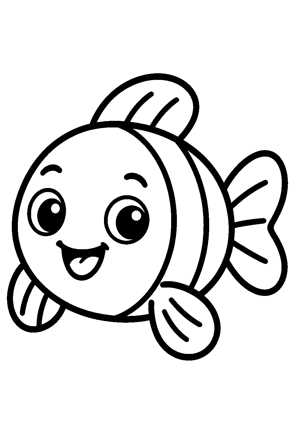 Happy Fish coloring page for kids