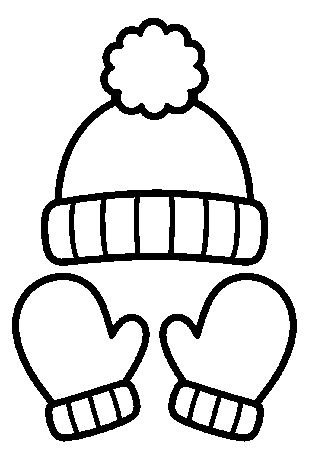 Mittens and Hat coloring page for kids