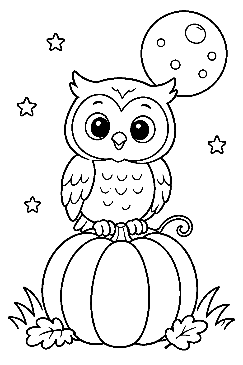 Owl on a Pumpkin coloring page for kids