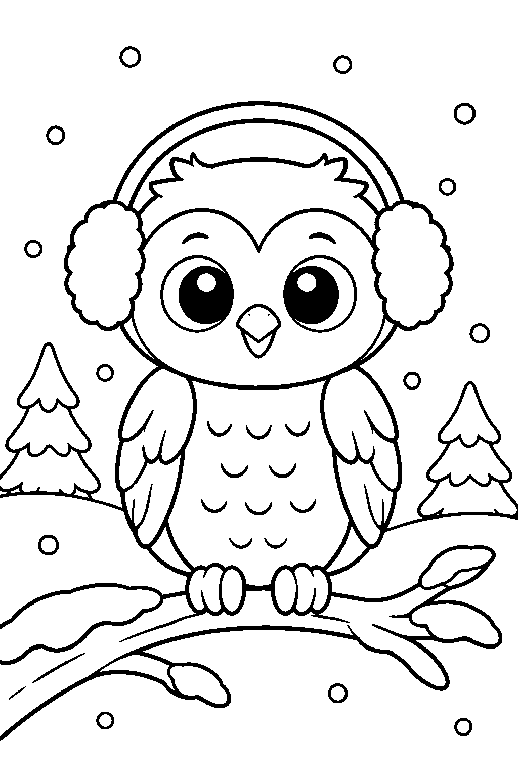 Winter Owl coloring page for kids
