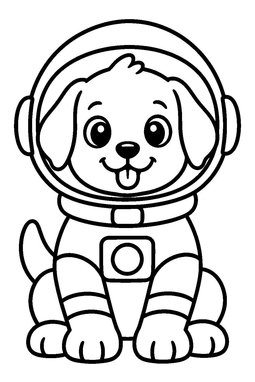 Puppy Astronaut coloring page for kids