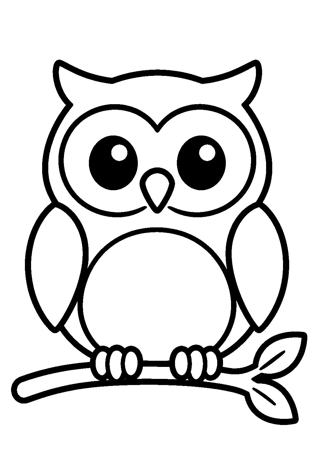 Round Owl coloring page for kids