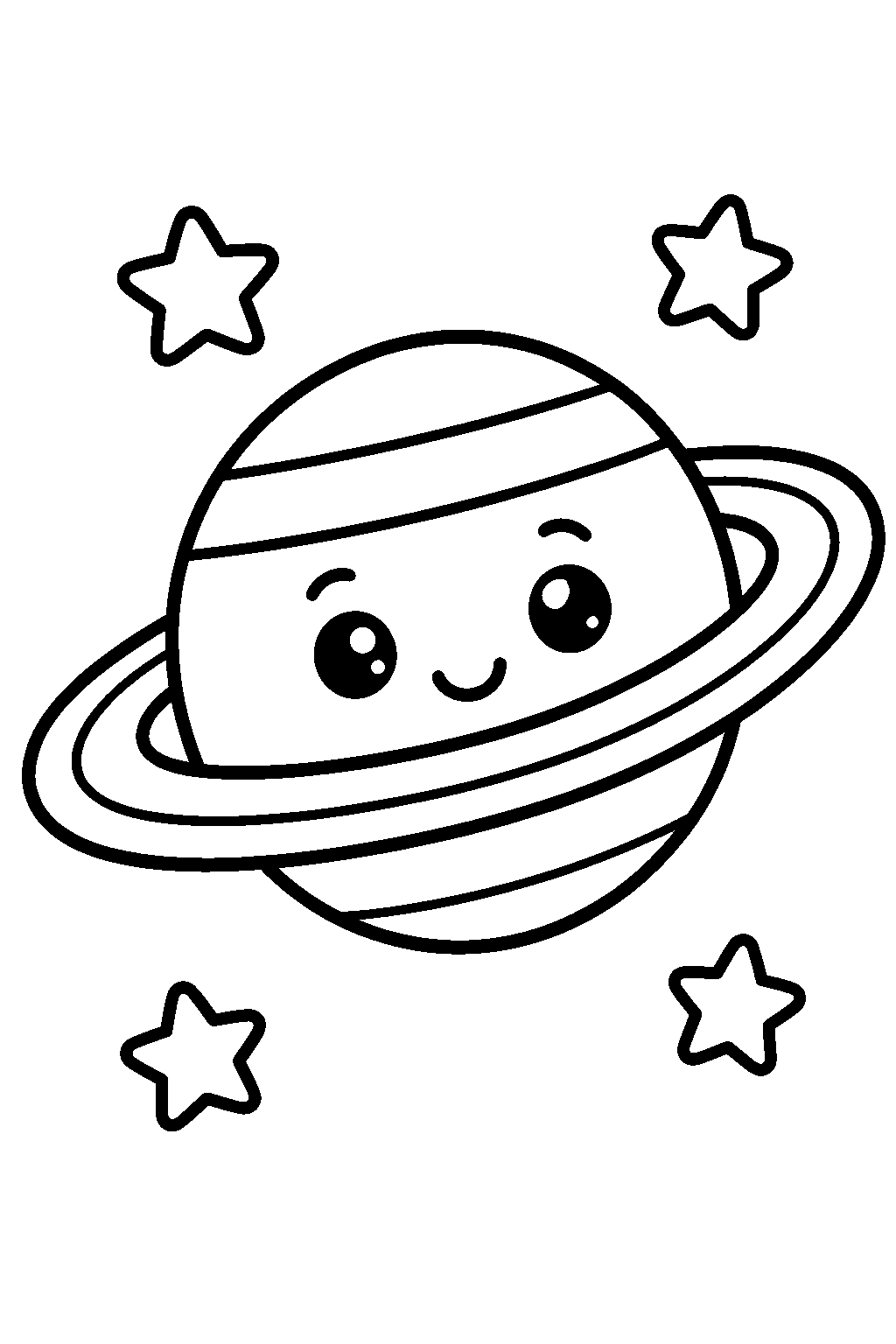 Saturn and Its Rings coloring page for kids