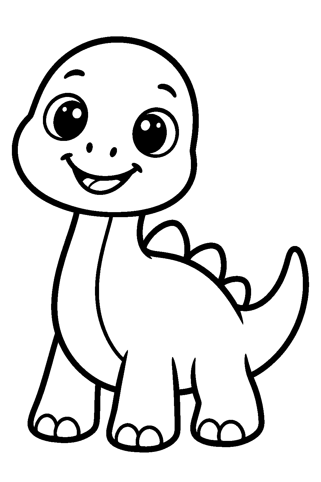 Simple Smiling Dino coloring page for kids