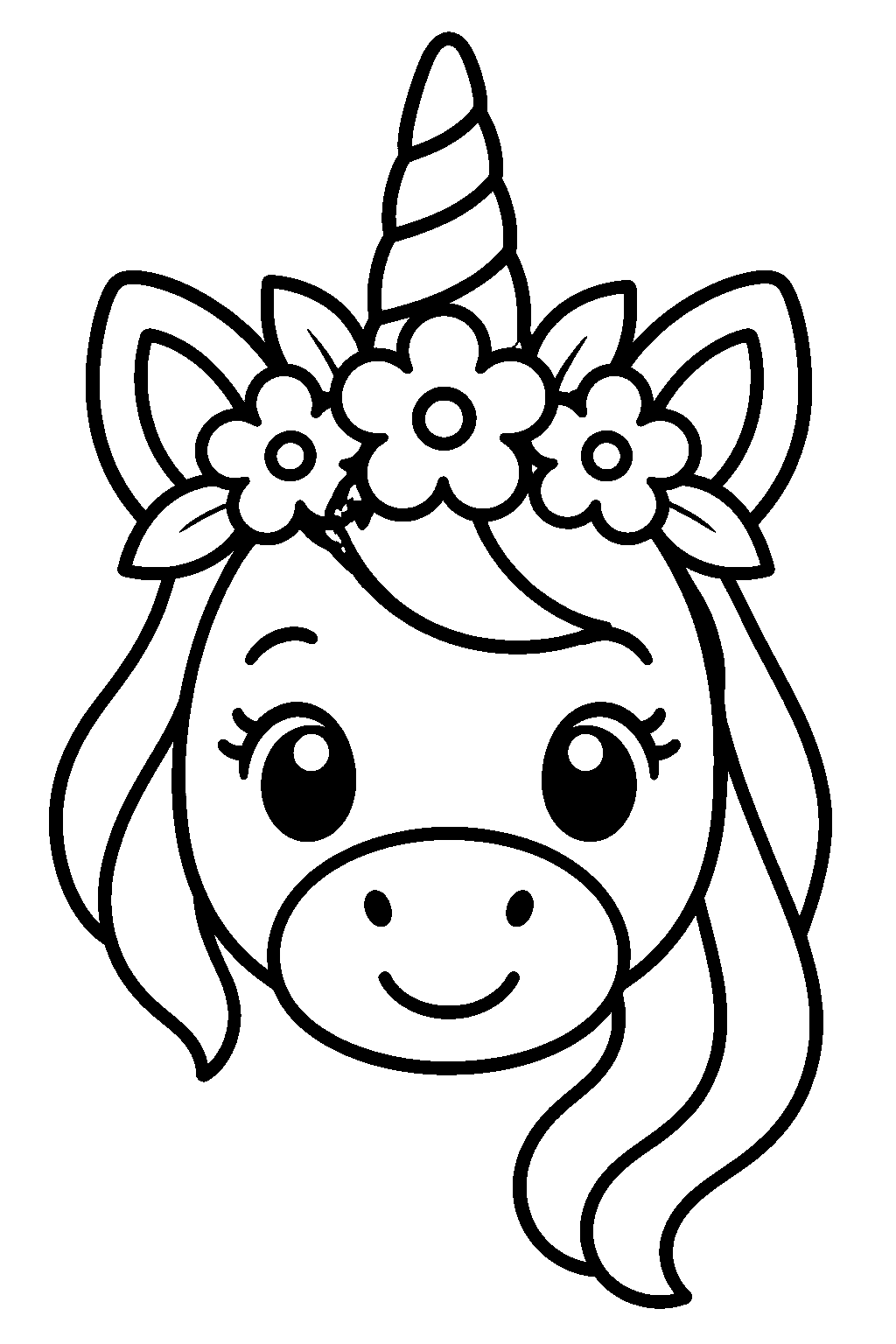 Simple Unicorn Head coloring page for kids