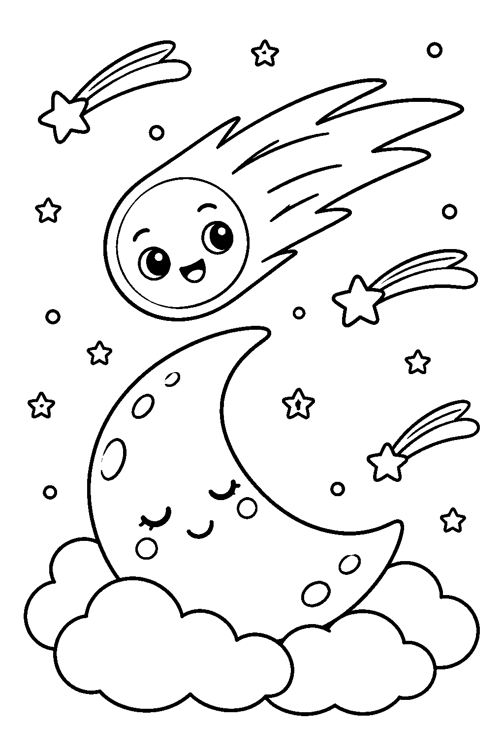 Smiling Comet coloring page for kids