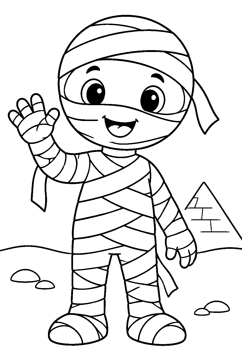 Smiling Mummy coloring page for kids