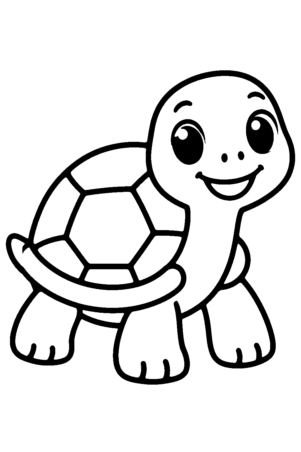 Smiling Turtle coloring page for kids