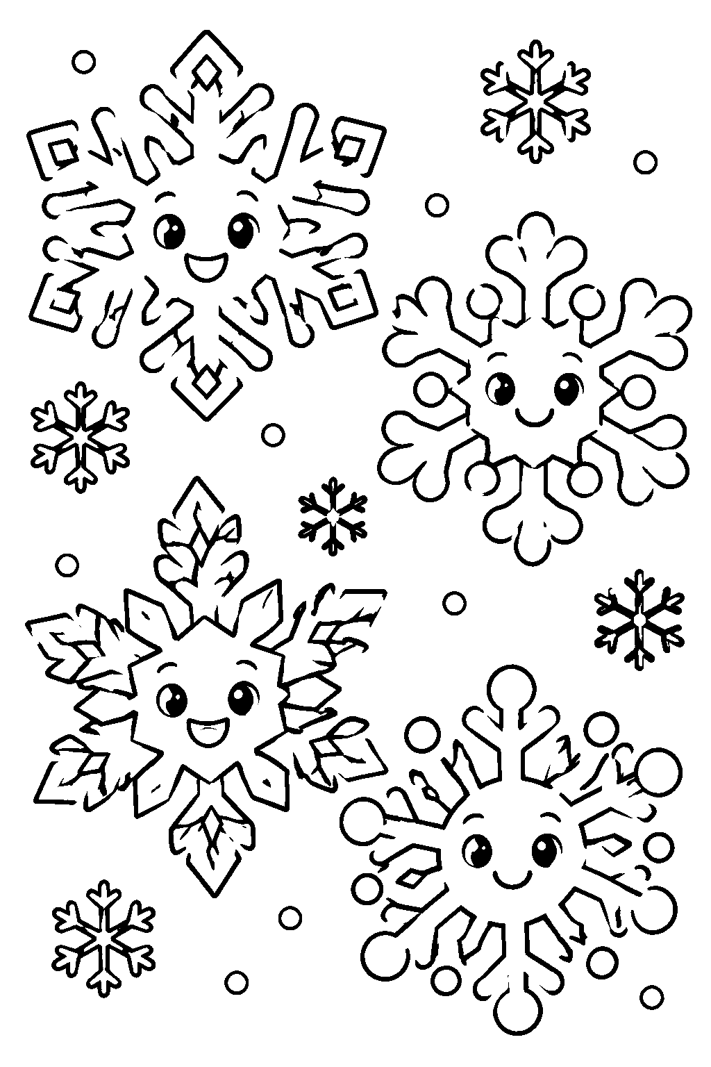 Snowflakes coloring page for kids