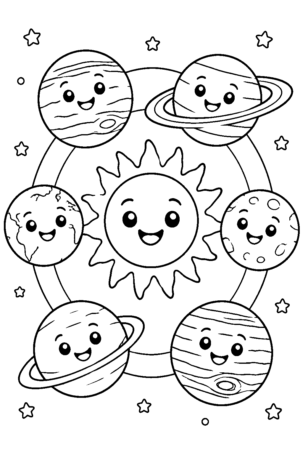 Solar System coloring page for kids