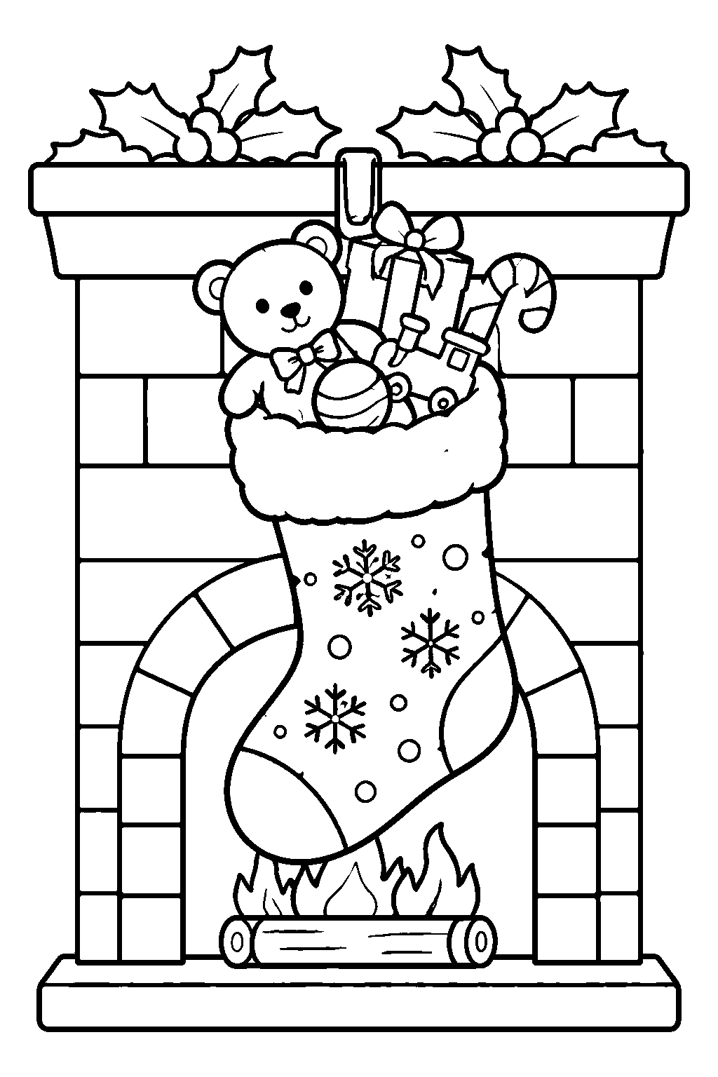 Christmas Stocking coloring page for kids