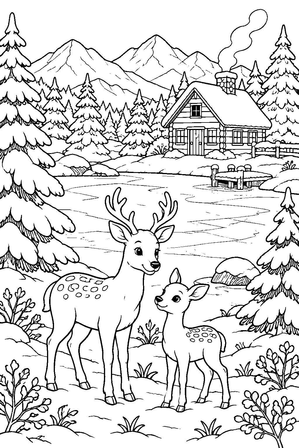 Winter Wonderland coloring page for kids